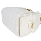 Chanel White Quilted Caviar Mini Chanel 25 Hobo Handbag