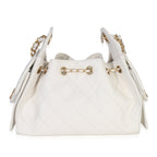 Chanel White Quilted Caviar Mini Chanel 25 Hobo Handbag