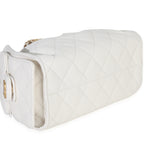 Chanel White Quilted Caviar Mini Chanel 25 Hobo Handbag