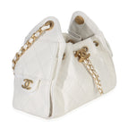Chanel White Quilted Caviar Mini Chanel 25 Hobo Handbag