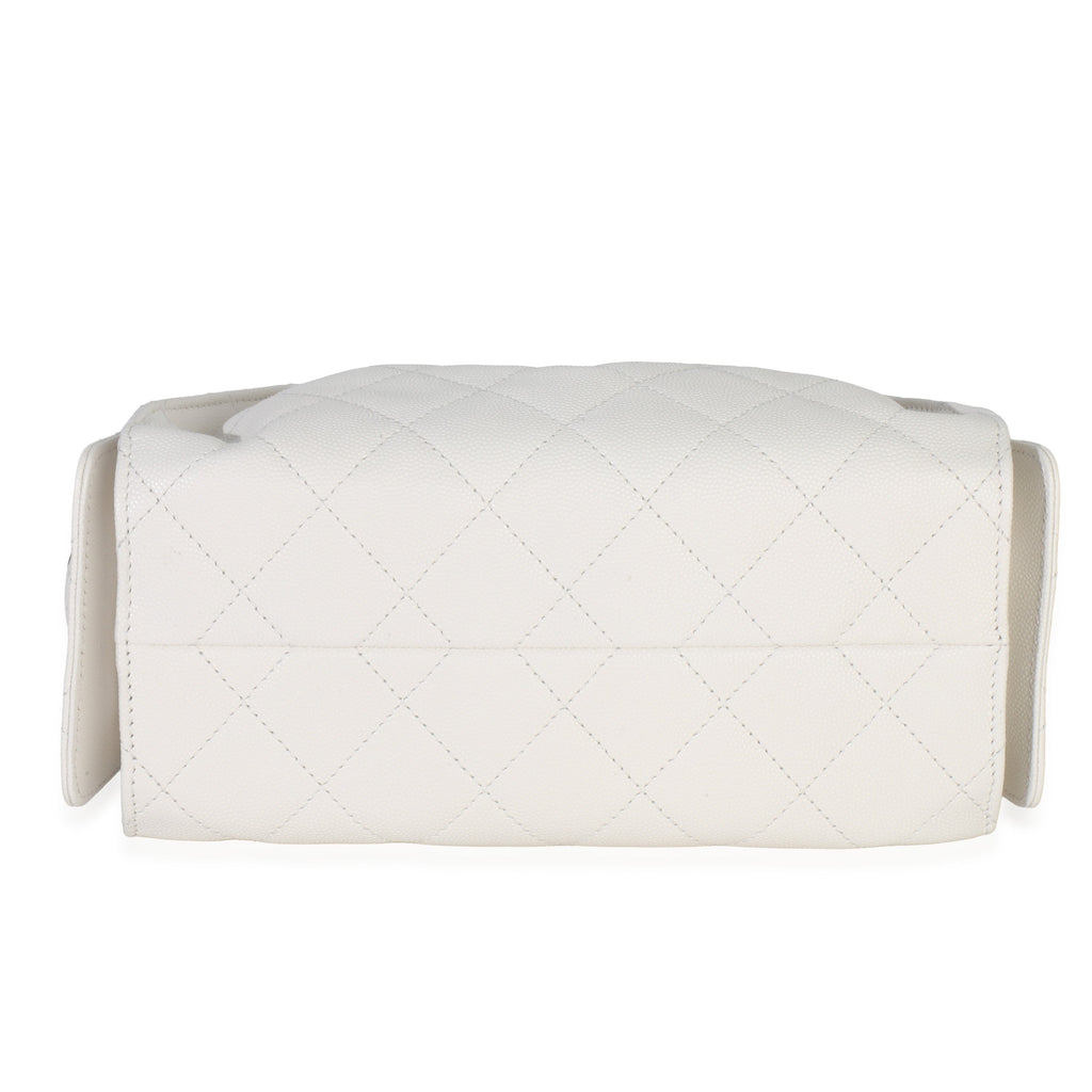 Chanel White Quilted Caviar Mini Chanel 25 Hobo Handbag
