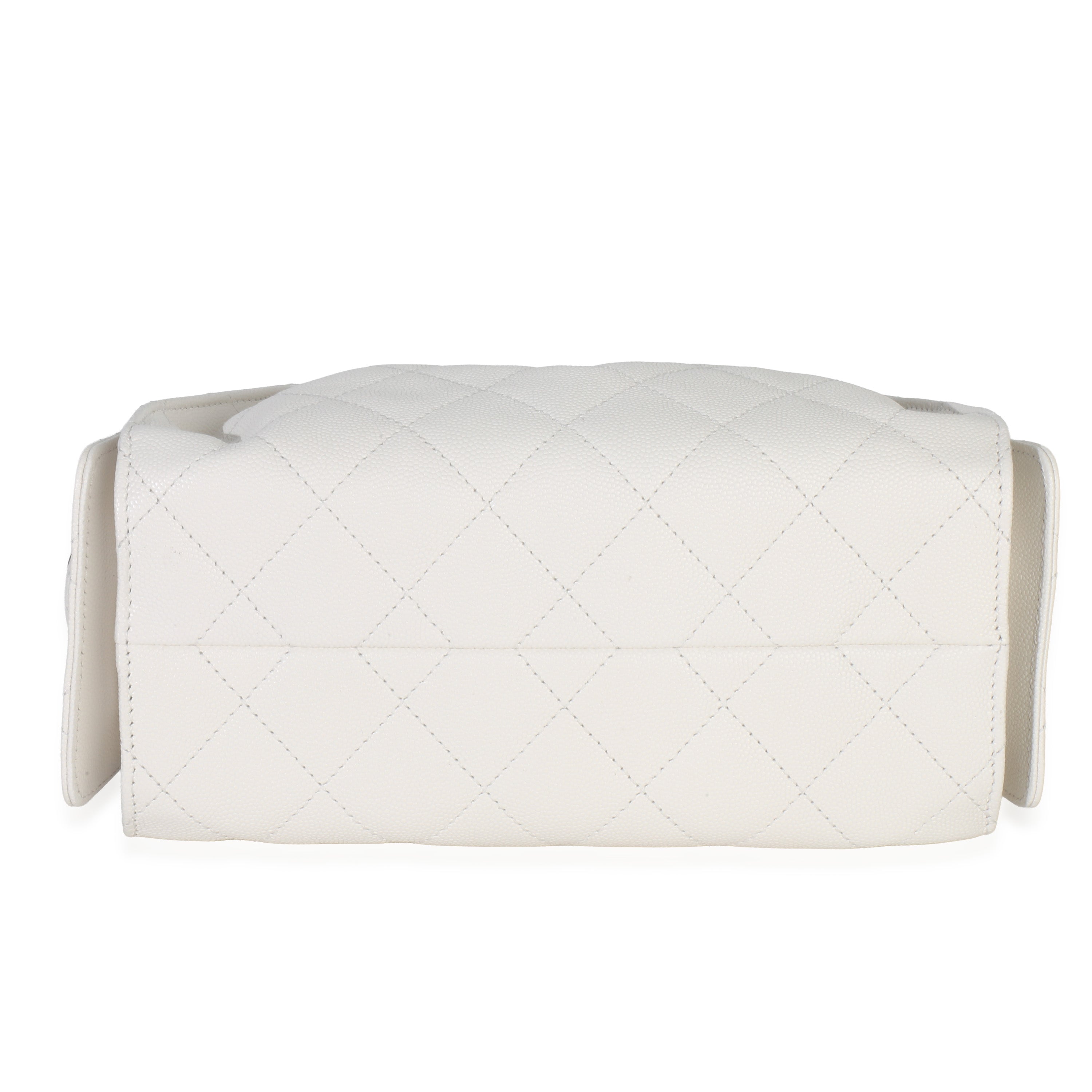 Chanel White Quilted Caviar Mini Chanel 25 Hobo Handbag