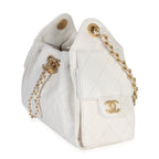 Chanel White Quilted Caviar Mini Chanel 25 Hobo Handbag