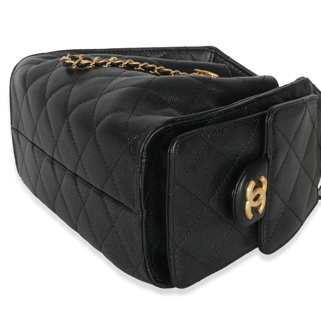 Chanel 26P Black Quilted Caviar Mini Chanel 25 Hobo Handbag