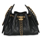Chanel 26P Black Quilted Caviar Mini Chanel 25 Hobo Handbag
