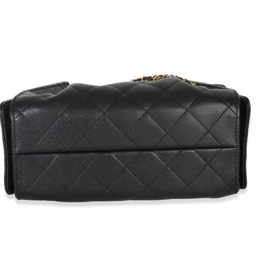 Chanel 26P Black Quilted Caviar Mini Chanel 25 Hobo Handbag