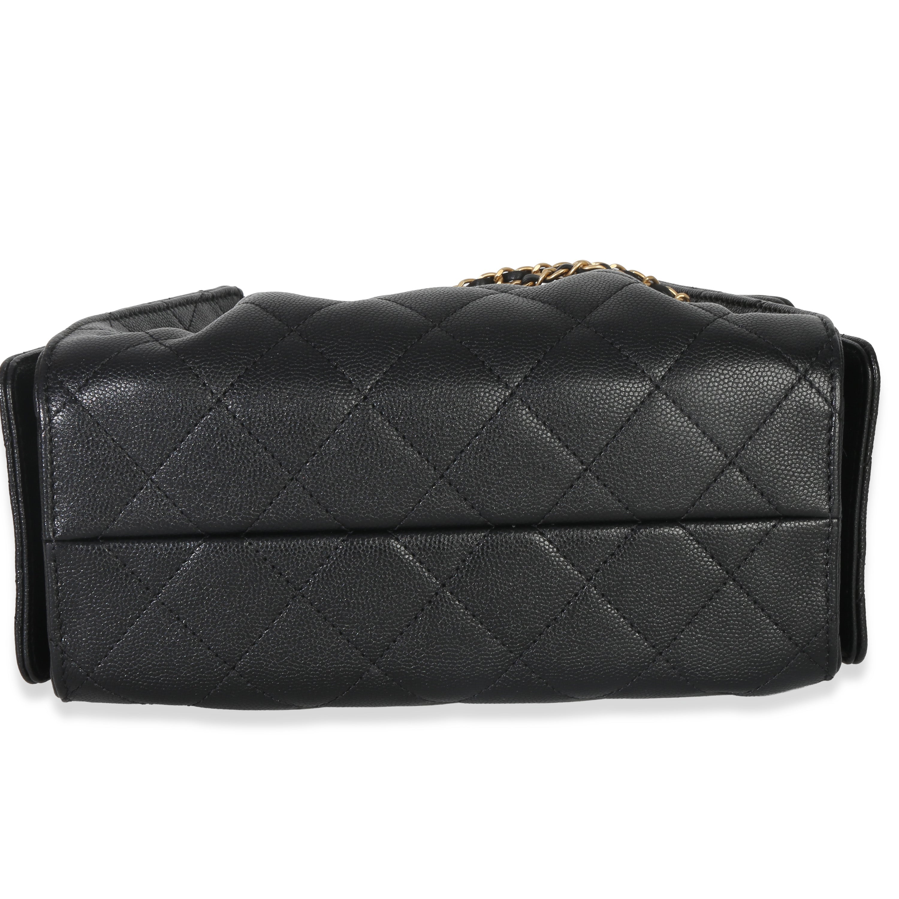 Chanel 26P Black Quilted Caviar Mini Chanel 25 Hobo Handbag