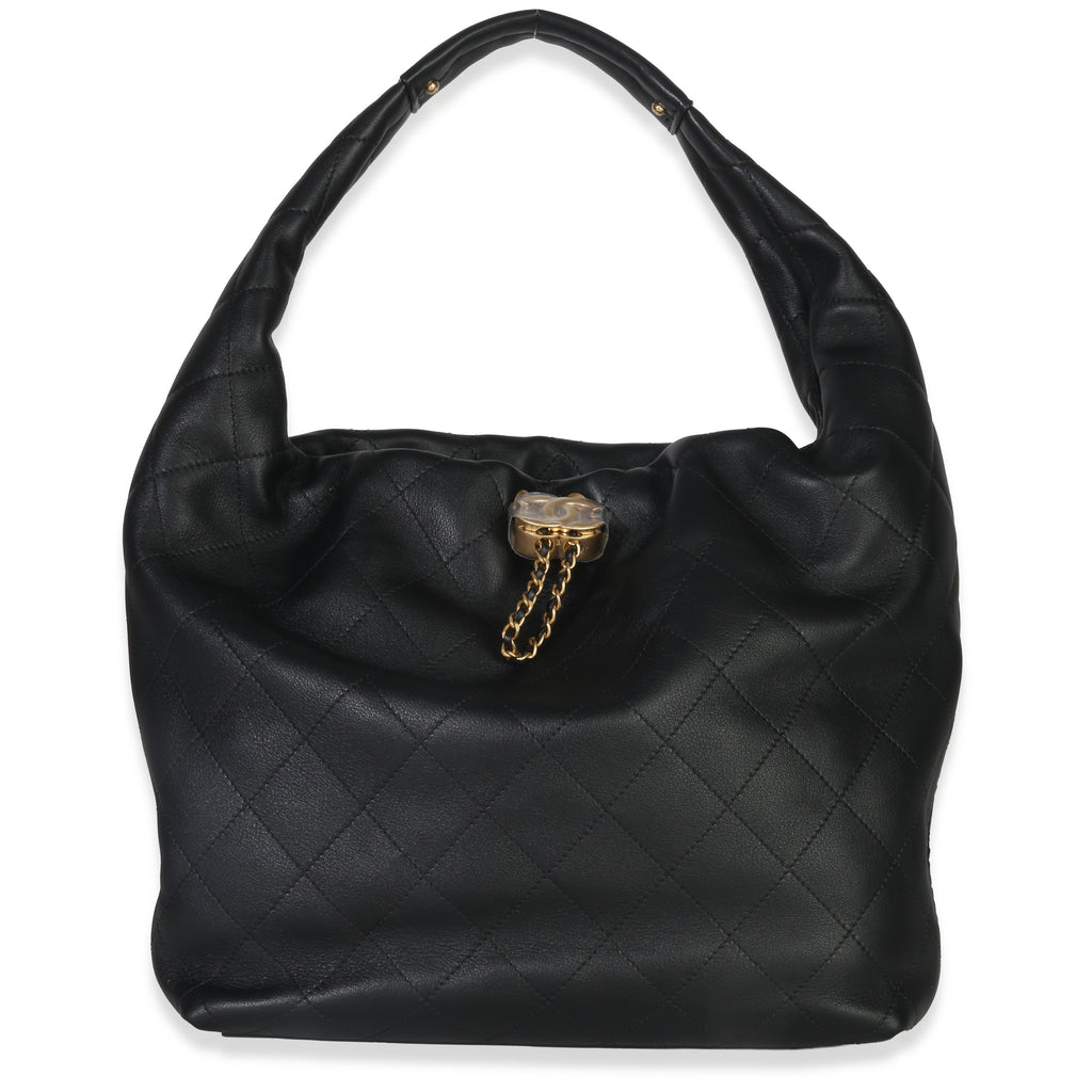 Chanel 26C Black Quilted Calfskin Large Hobo