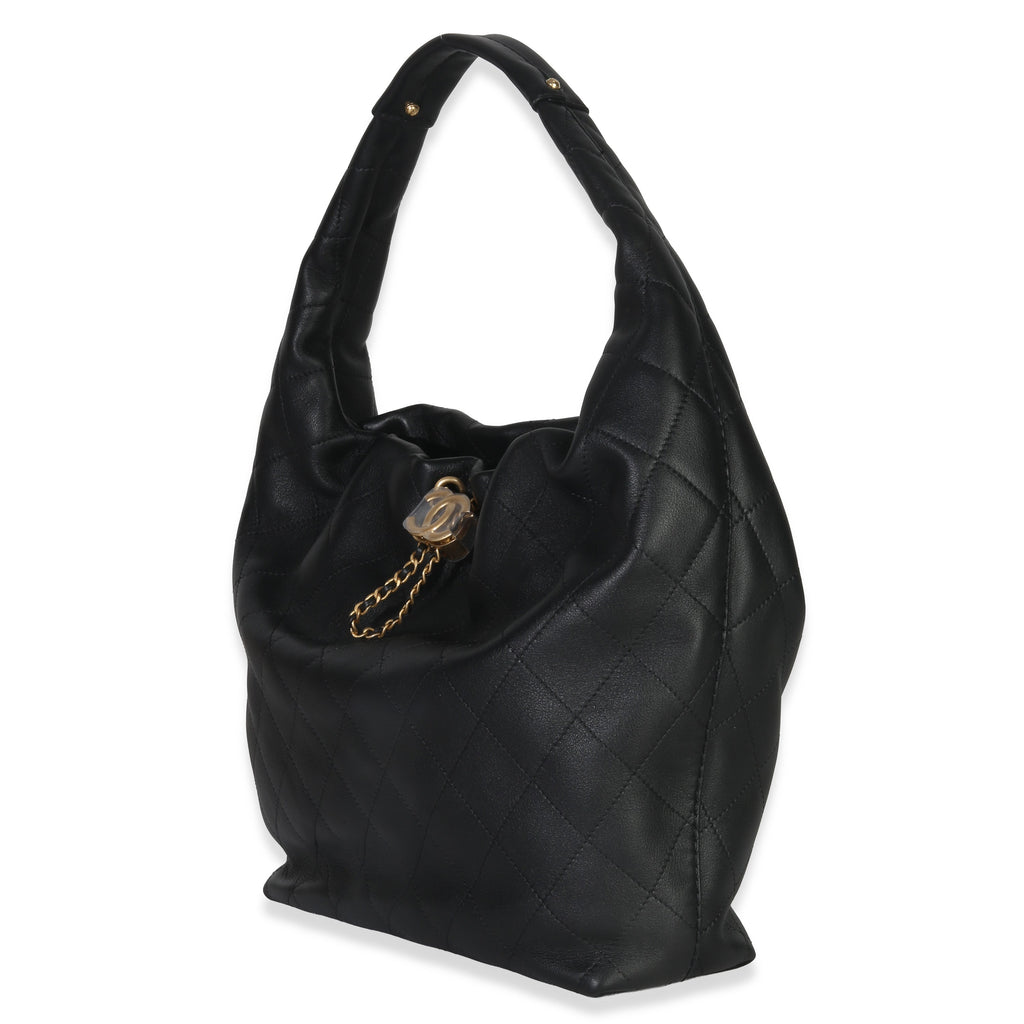 Chanel 26C Black Quilted Calfskin Large Hobo