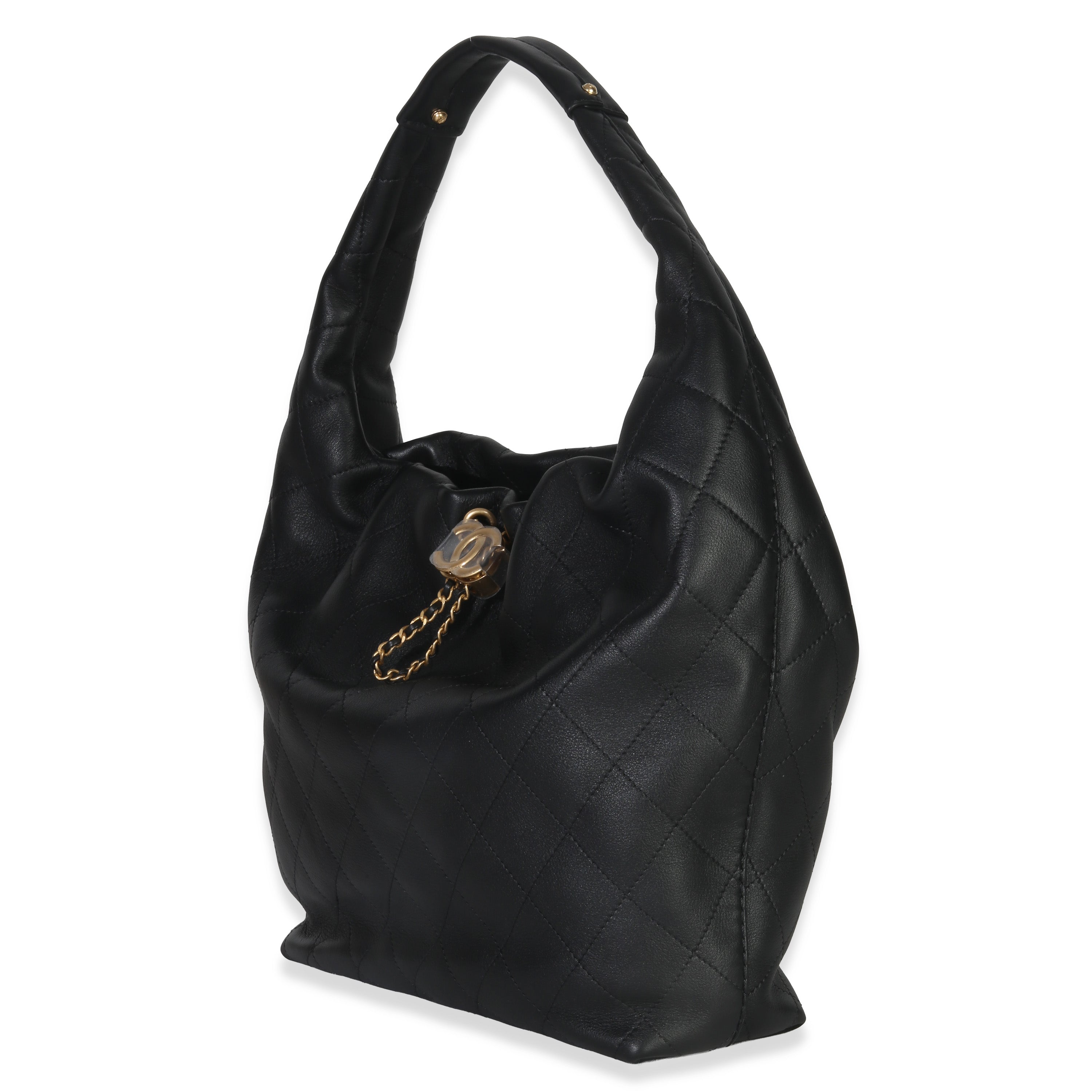 Chanel 26C Black Quilted Calfskin Large Hobo