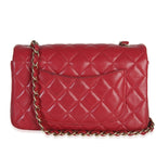Chanel Dark Pink Quilted Lambskin Mini Rectangle Flap Bag