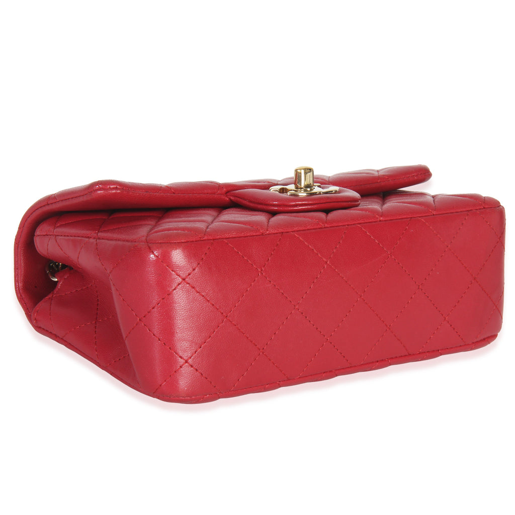 Chanel Dark Pink Quilted Lambskin Mini Rectangle Flap Bag