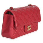 Chanel Dark Pink Quilted Lambskin Mini Rectangle Flap Bag