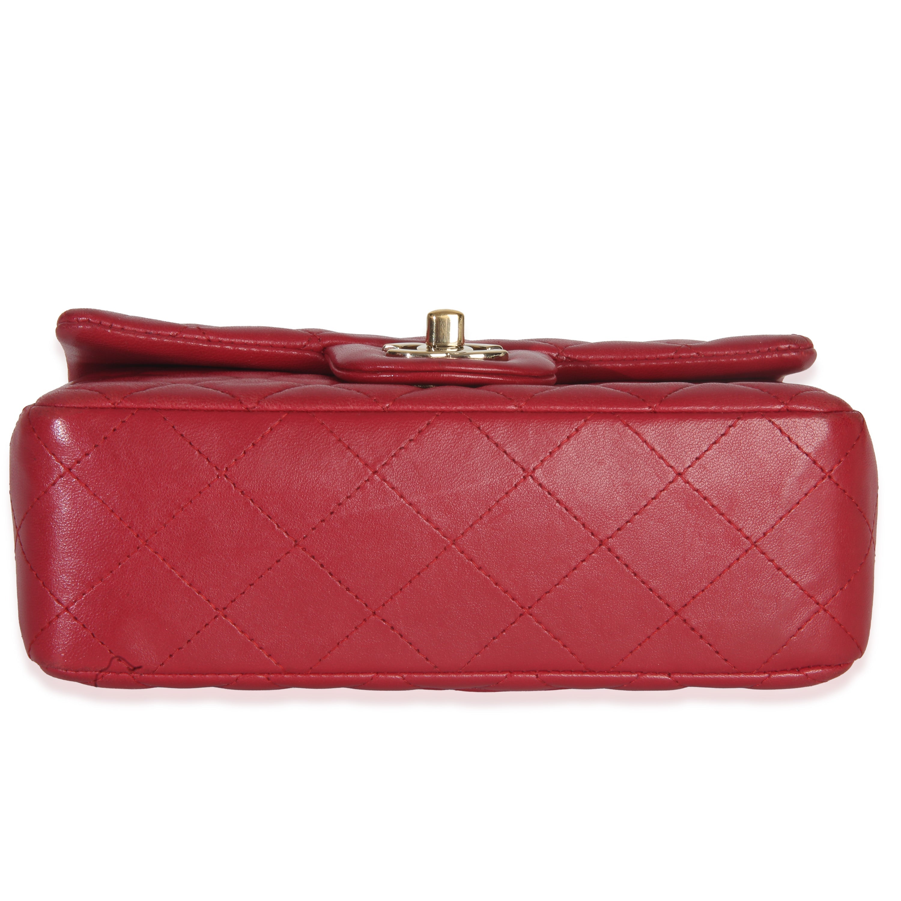 Chanel Dark Pink Quilted Lambskin Mini Rectangle Flap Bag