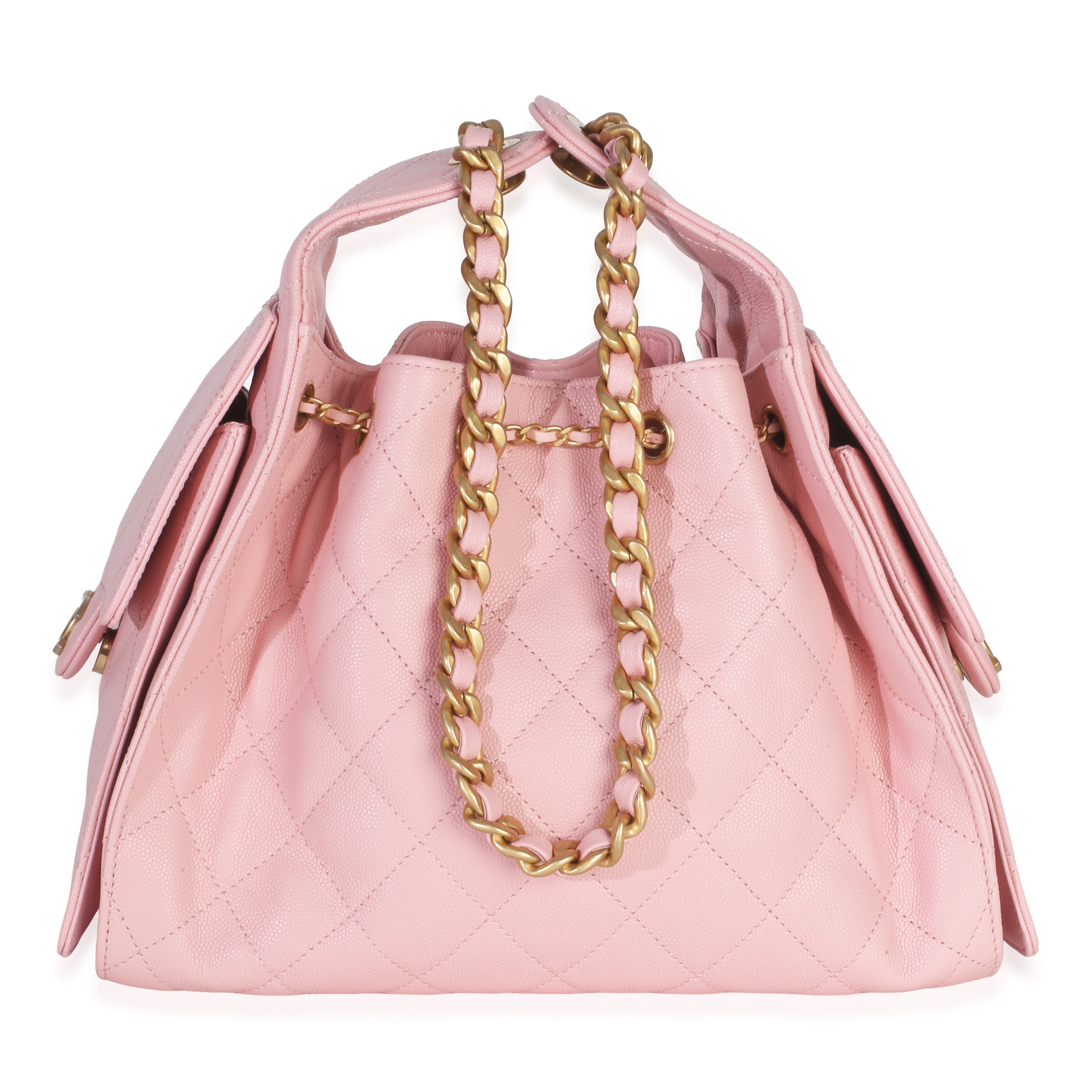 Chanel Pink Quilted Caviar Small Chanel 25 Hobo Handbag