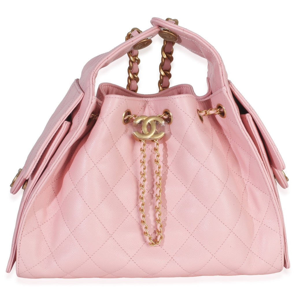Chanel Pink Quilted Caviar Small Chanel 25 Hobo Handbag