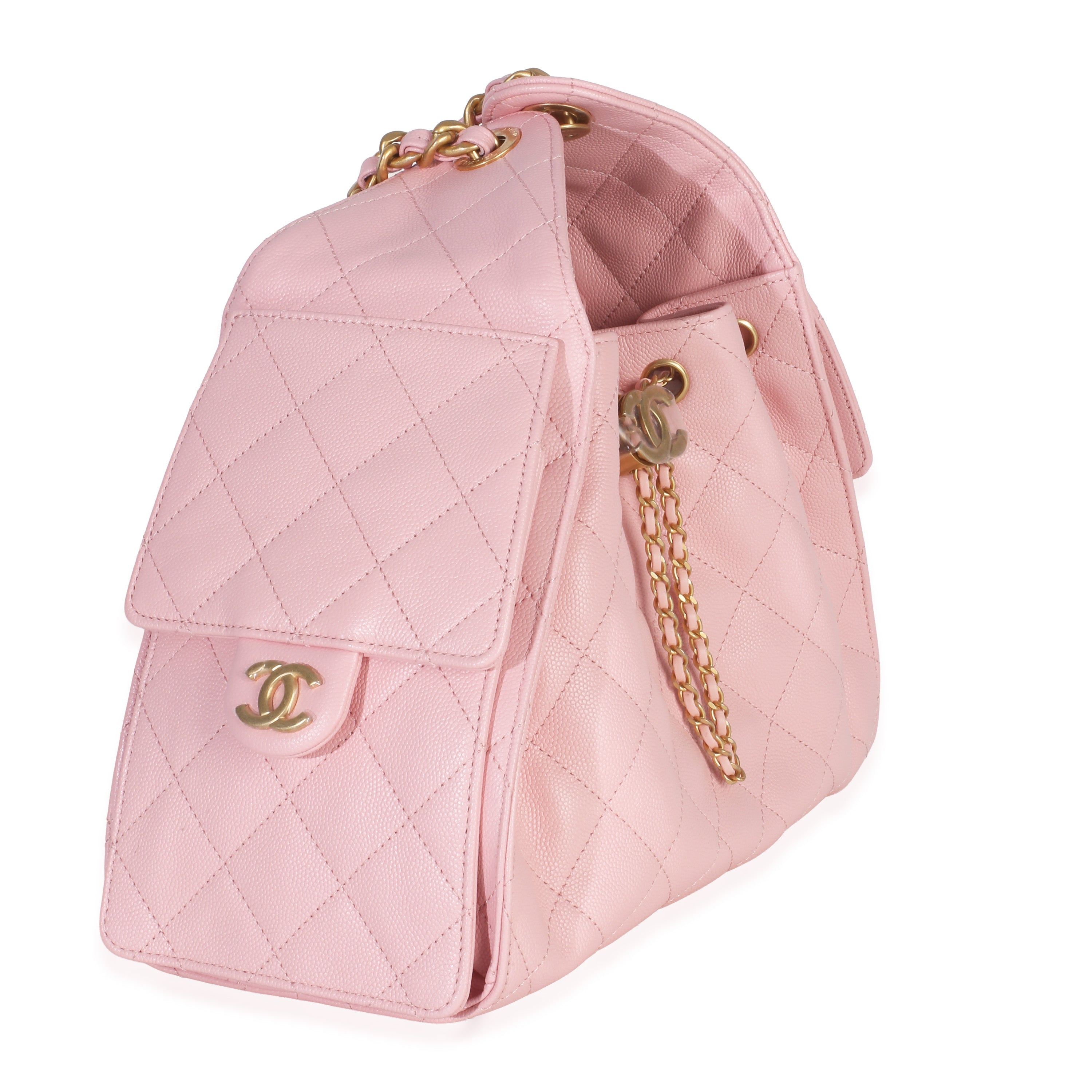 Chanel Pink Quilted Caviar Small Chanel 25 Hobo Handbag