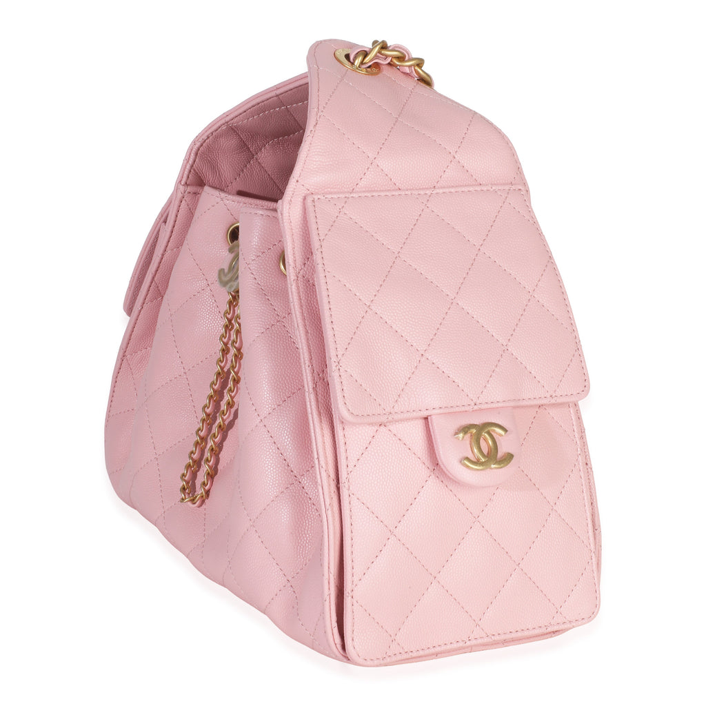 Chanel Pink Quilted Caviar Small Chanel 25 Hobo Handbag