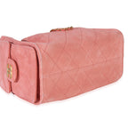 Chanel Pink Quilted Suede Mini Chanel 25 Hobo