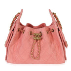 Chanel Pink Quilted Suede Mini Chanel 25 Hobo
