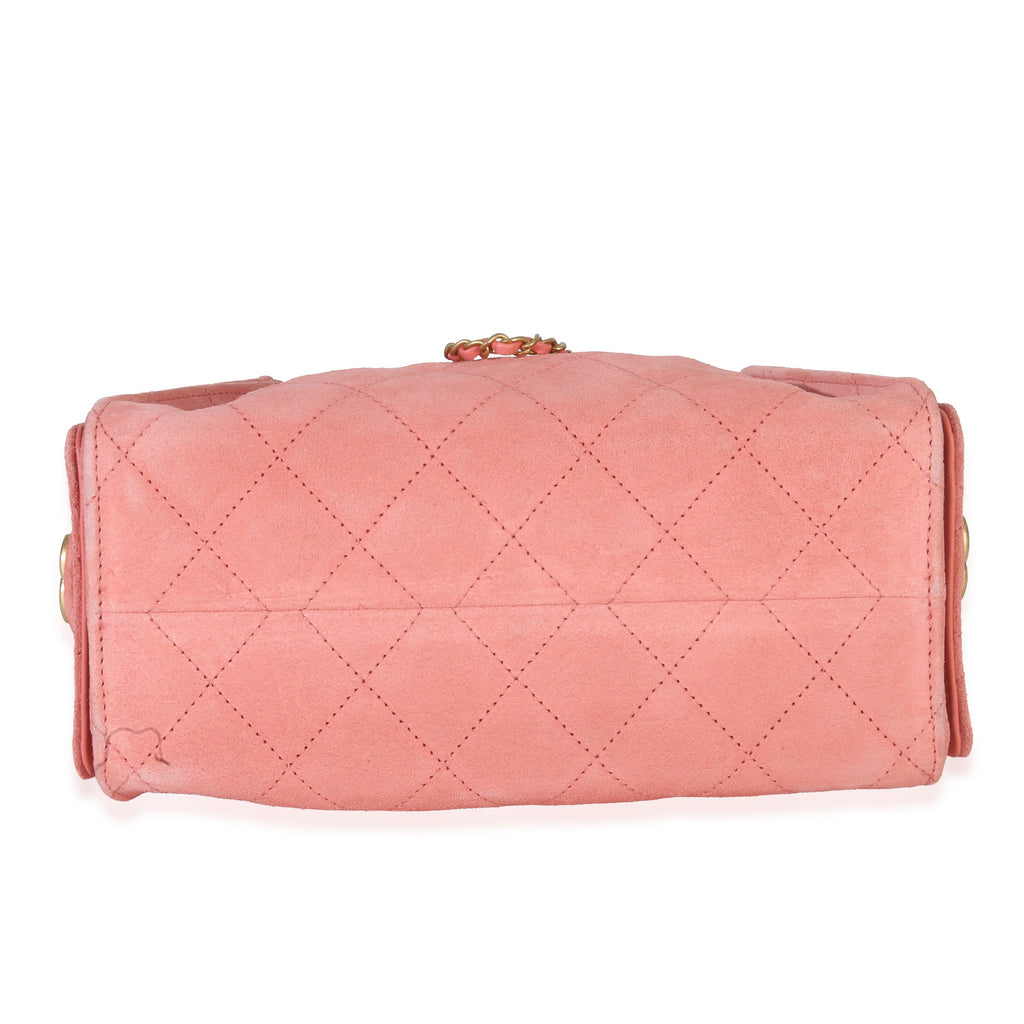 Chanel Pink Quilted Suede Mini Chanel 25 Hobo