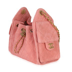 Chanel Pink Quilted Suede Mini Chanel 25 Hobo