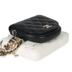 Chanel White Black Quilted Lambskin Small Side Packs Flap Bag