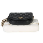 Chanel White Black Quilted Lambskin Small Side Packs Flap Bag
