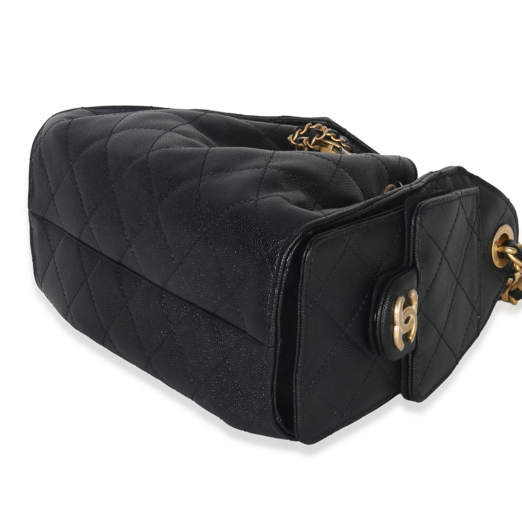 Chanel Black Quilted Caviar Mini Chanel 25 Hobo Handbag
