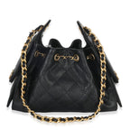 Chanel Black Quilted Caviar Mini Chanel 25 Hobo Handbag