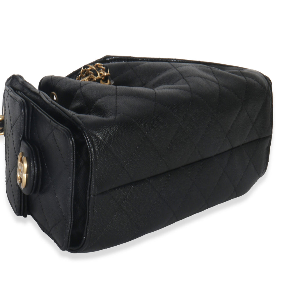 Chanel Black Quilted Caviar Mini Chanel 25 Hobo Handbag