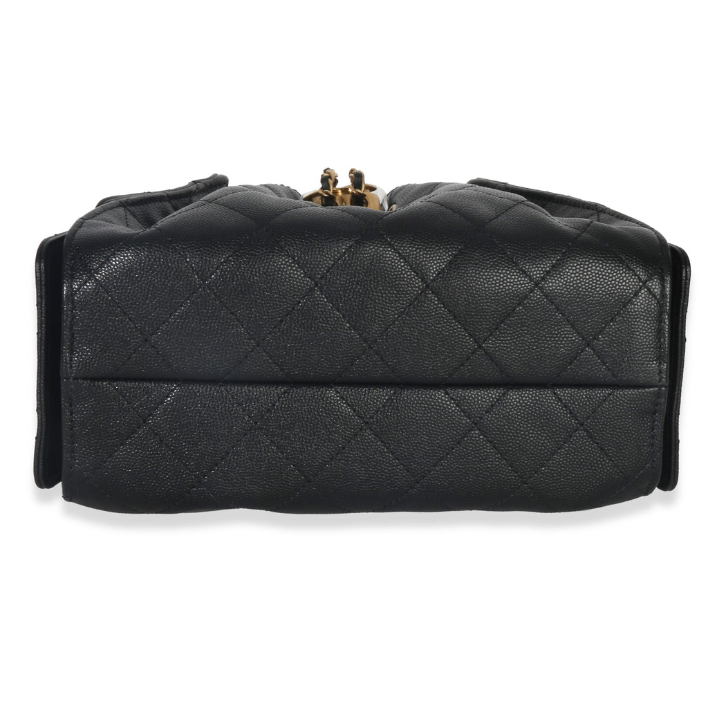 Chanel Black Quilted Caviar Mini Chanel 25 Hobo Handbag