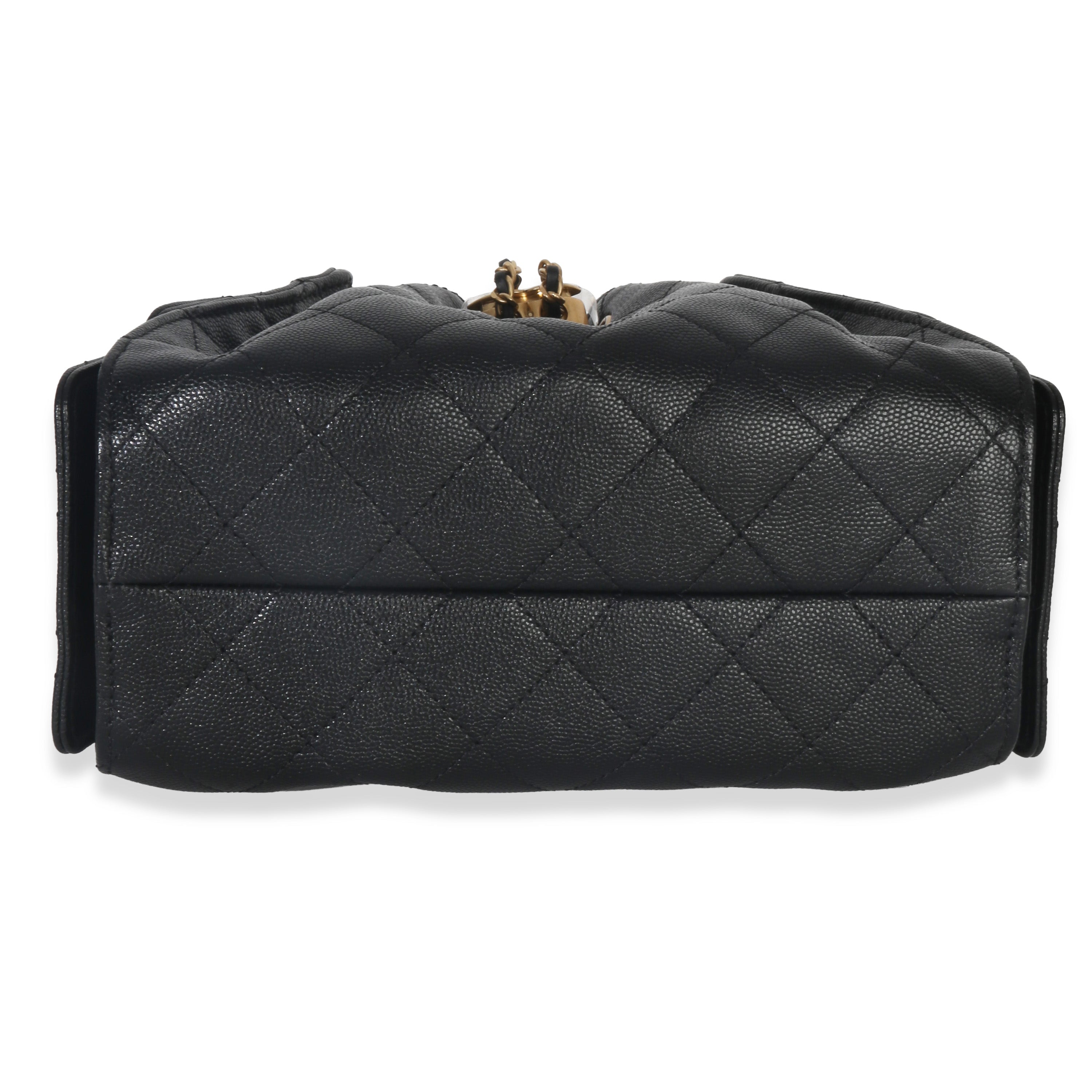 Chanel Black Quilted Caviar Mini Chanel 25 Hobo Handbag