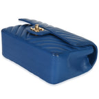 Chanel Blue Lambskin Chevron Mini Rectangular Flap Bag