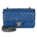 Chanel Blue Lambskin Chevron Mini Rectangular Flap Bag