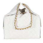 Chanel White Quilted Caviar Large Chanel 25 Hobo Handbag