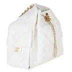 Chanel White Quilted Caviar Large Chanel 25 Hobo Handbag