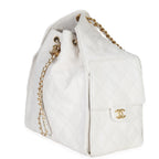 Chanel White Quilted Caviar Large Chanel 25 Hobo Handbag