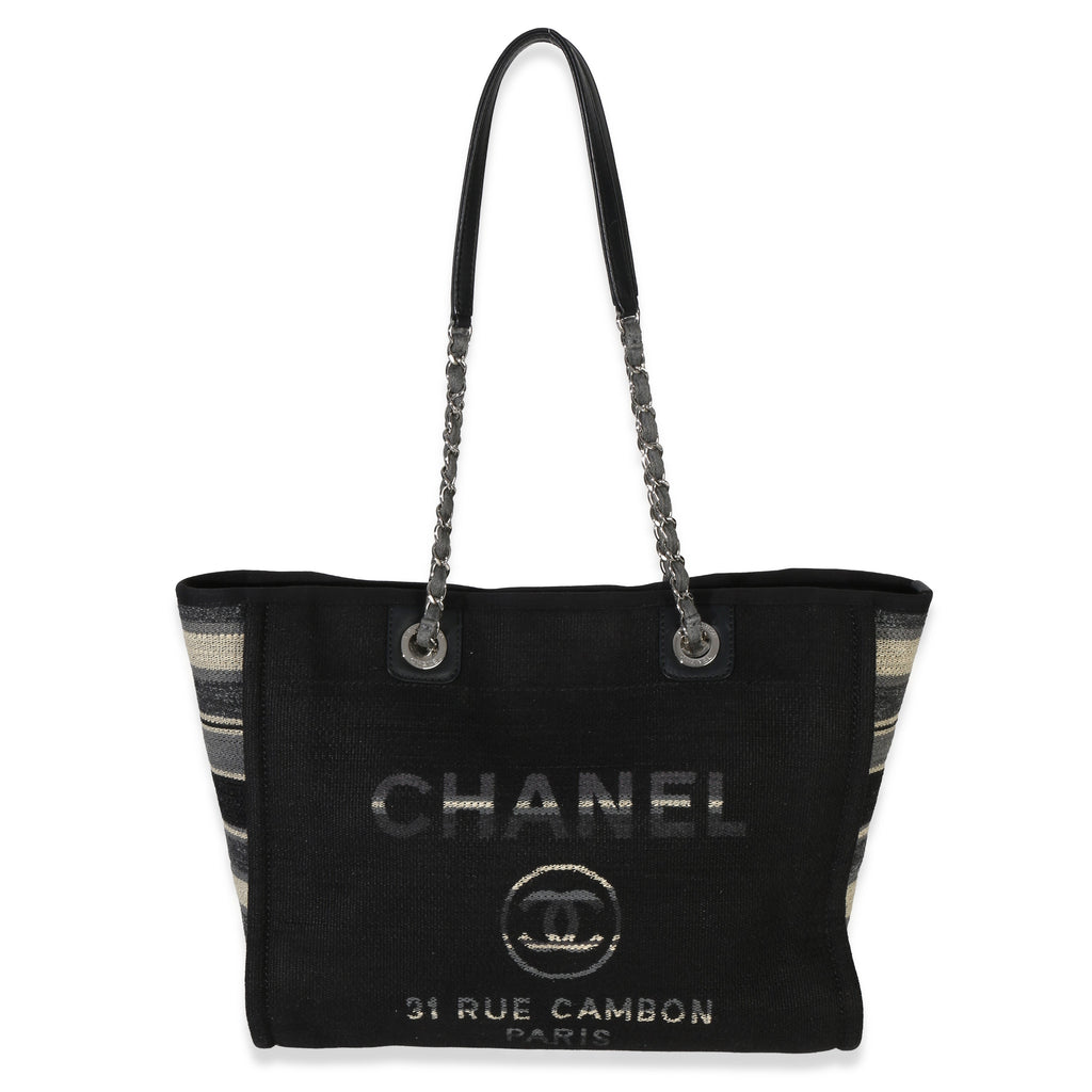 Chanel Blue Canvas Striped Small Deauville Shopping Tote