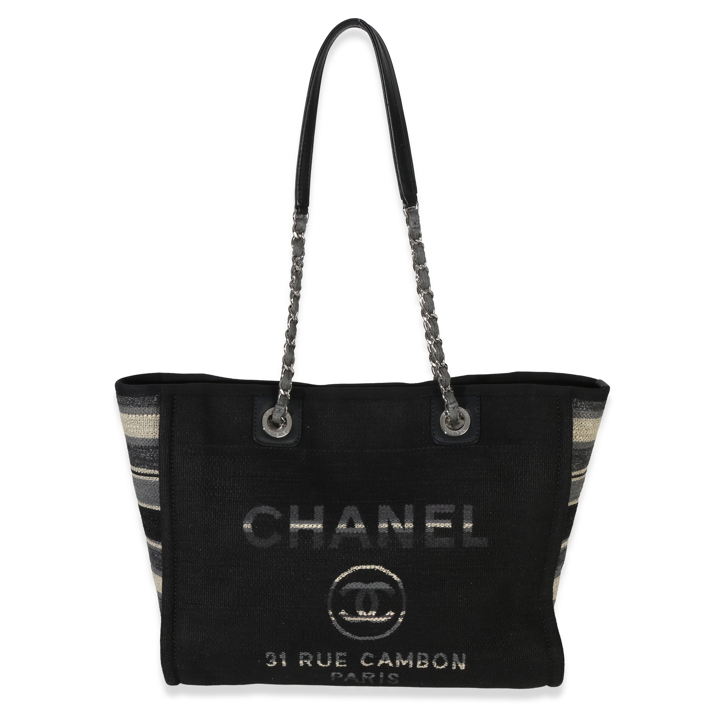 Chanel Blue Canvas Striped Small Deauville Shopping Tote