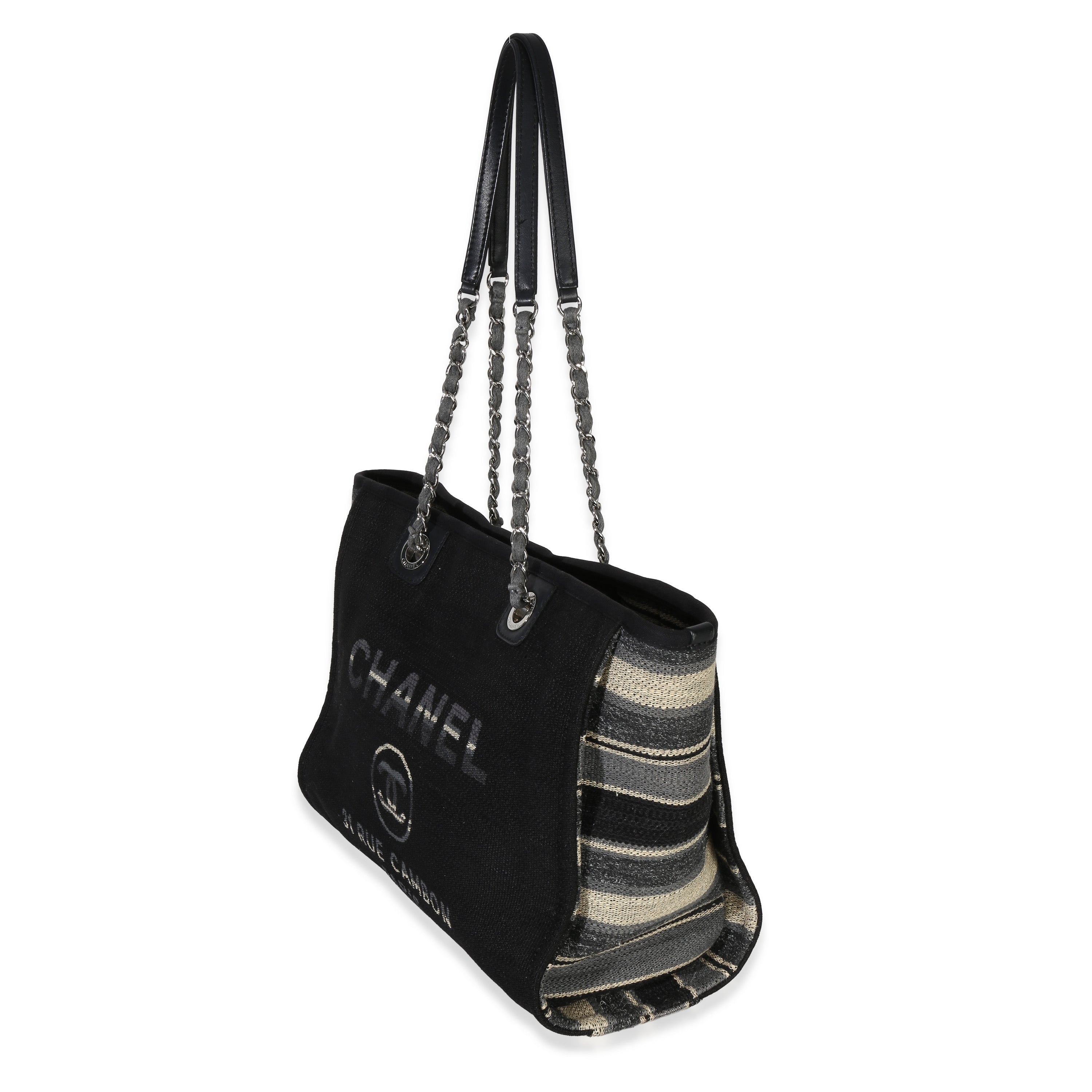 Chanel Blue Canvas Striped Small Deauville Shopping Tote