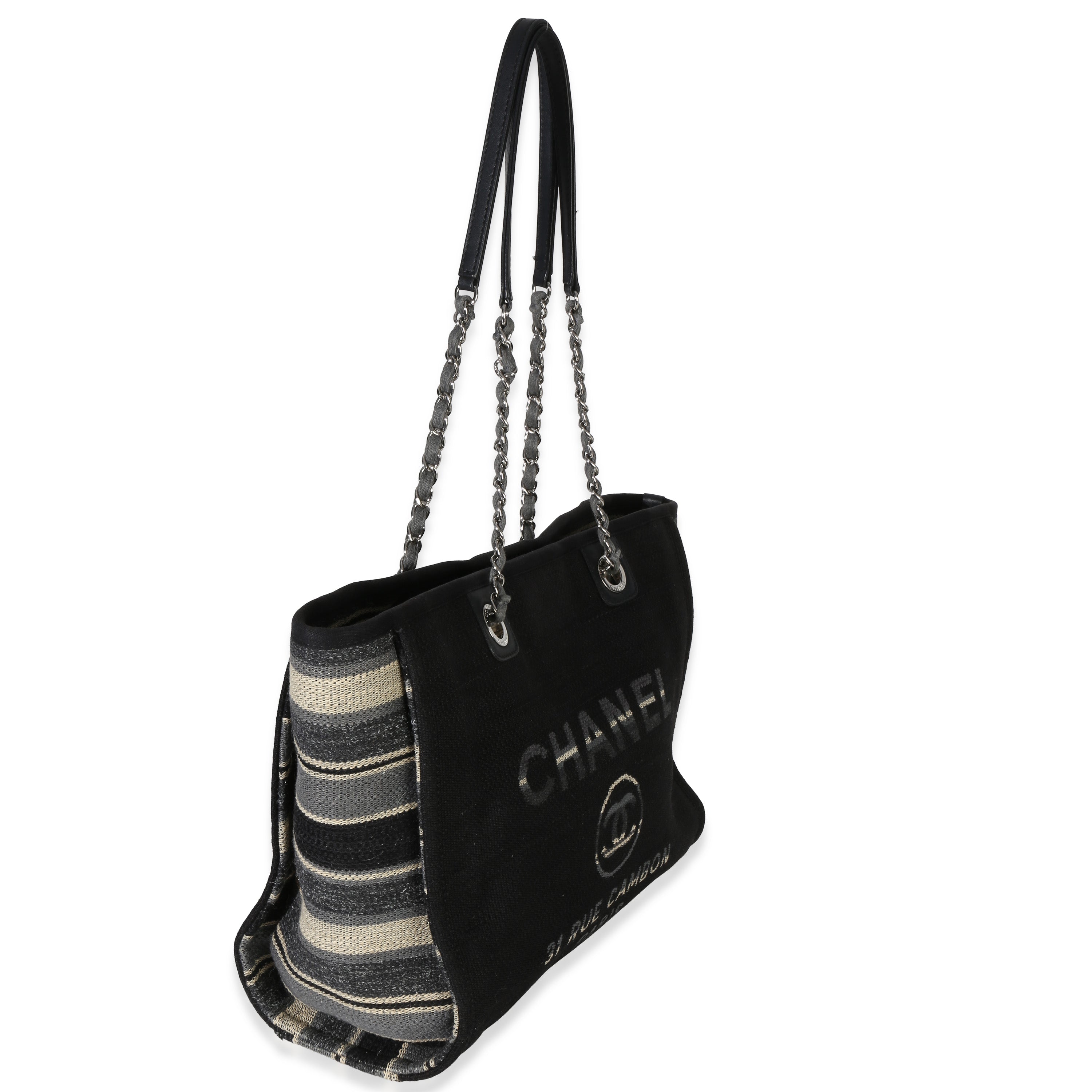 Chanel Blue Canvas Striped Small Deauville Shopping Tote