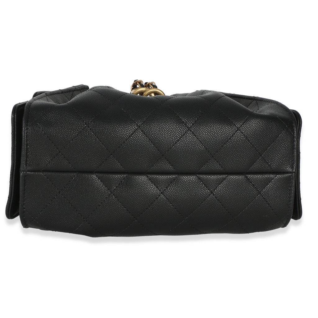 Chanel 26P Black Quilted Caviar Mini Chanel 25 Hobo Handbag