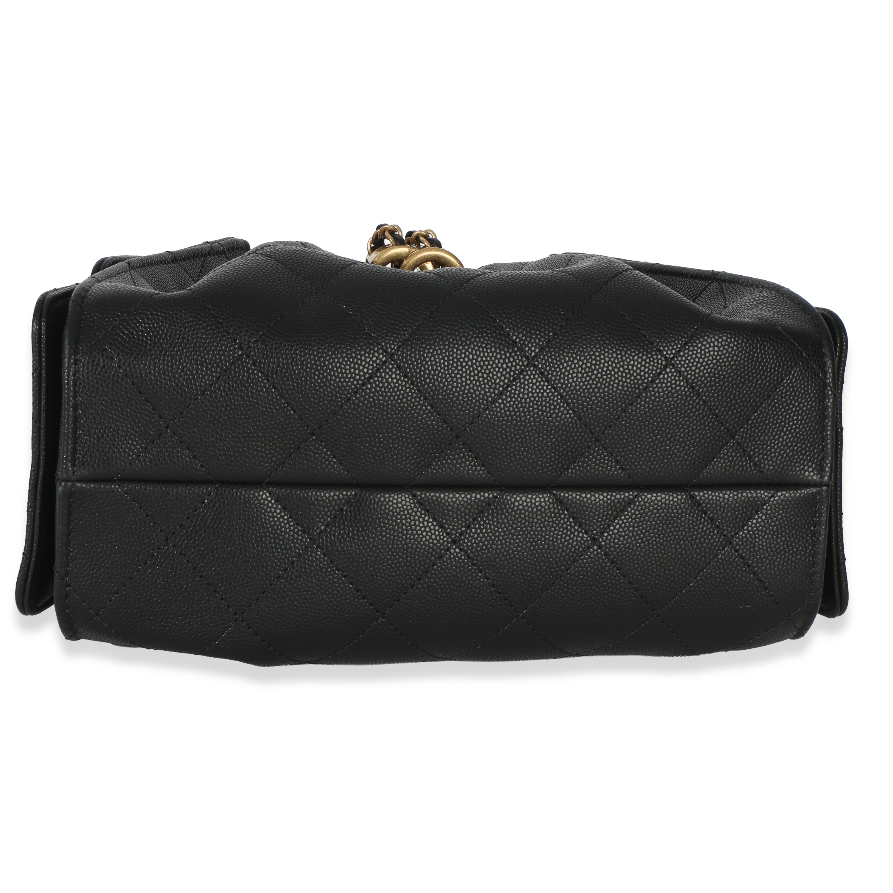Chanel 26P Black Quilted Caviar Mini Chanel 25 Hobo Handbag