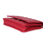 Chanel Dark Pink Quilted Caviar Wallet On Chain