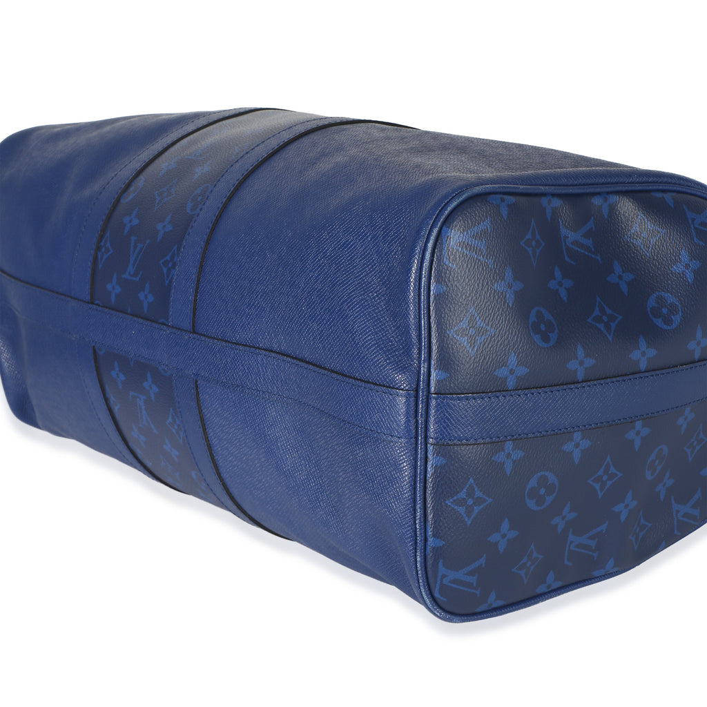 Louis Vuitton Blue Monogram Eclipse Taiga Keepall Bandouliere 45