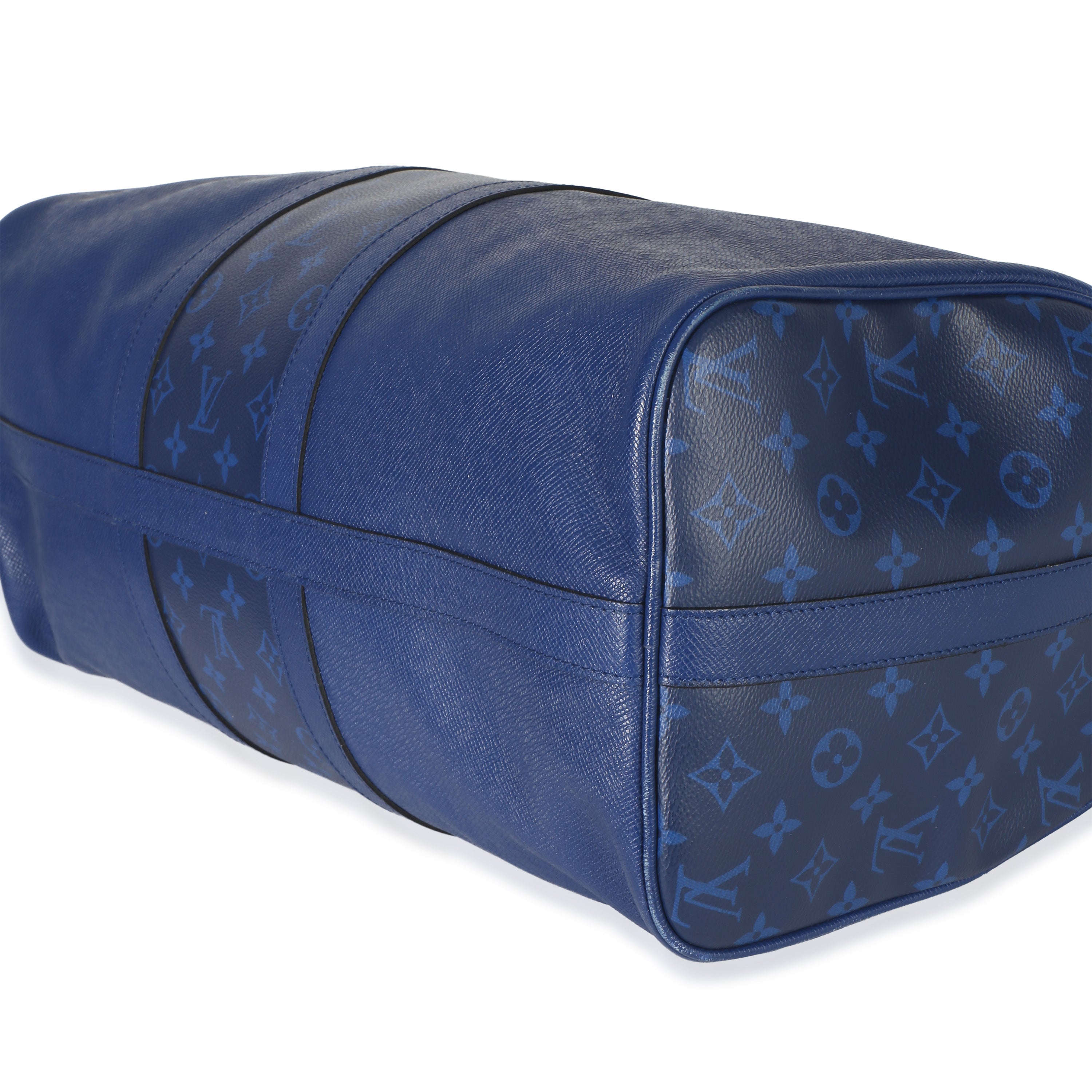 Louis Vuitton Blue Monogram Eclipse Taiga Keepall Bandouliere 45