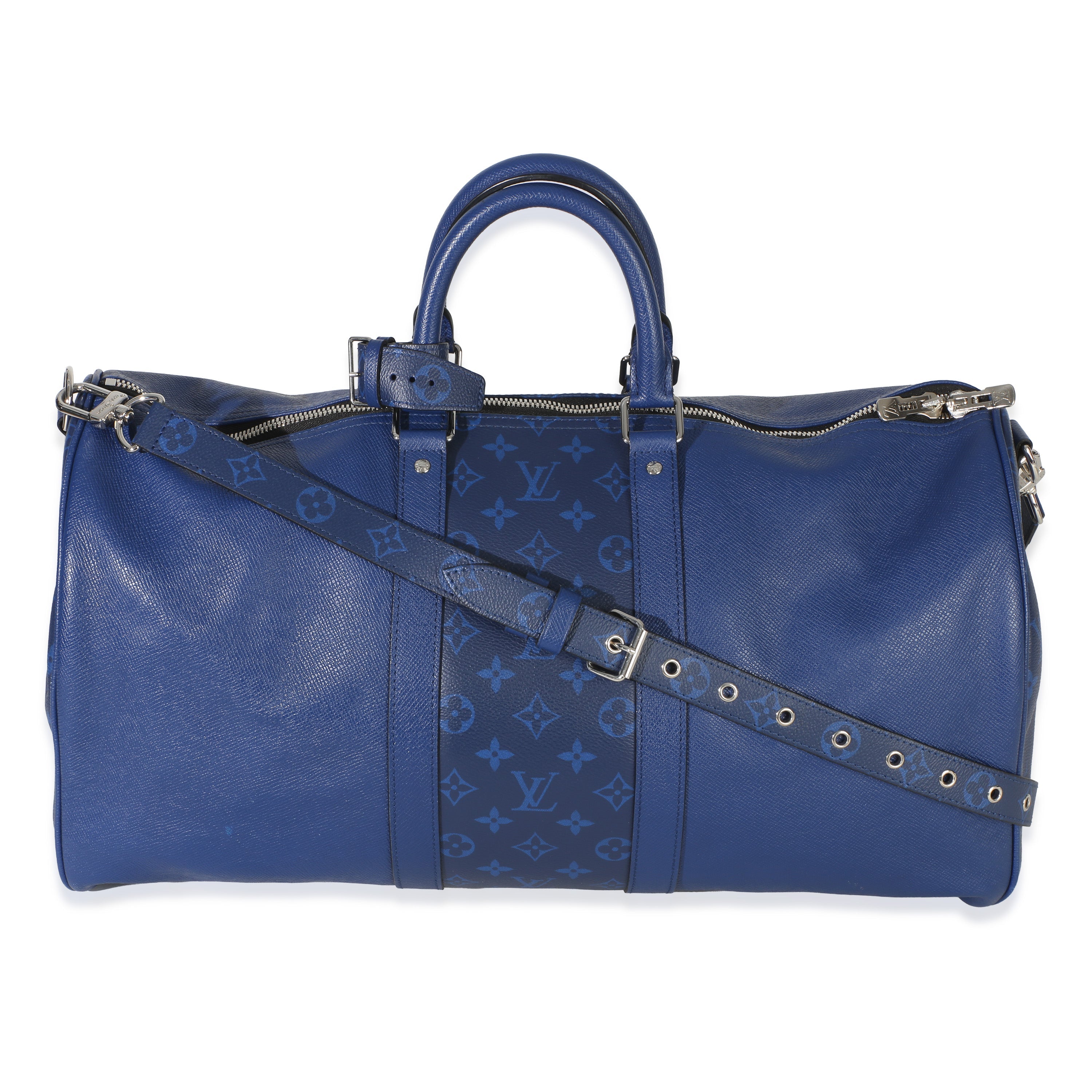 Louis Vuitton Blue Monogram Eclipse Taiga Keepall Bandouliere 45