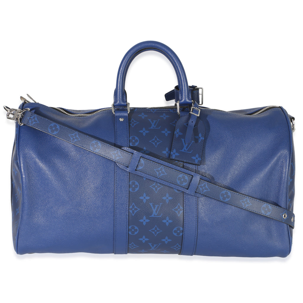 Louis Vuitton Blue Monogram Eclipse Taiga Keepall Bandouliere 45