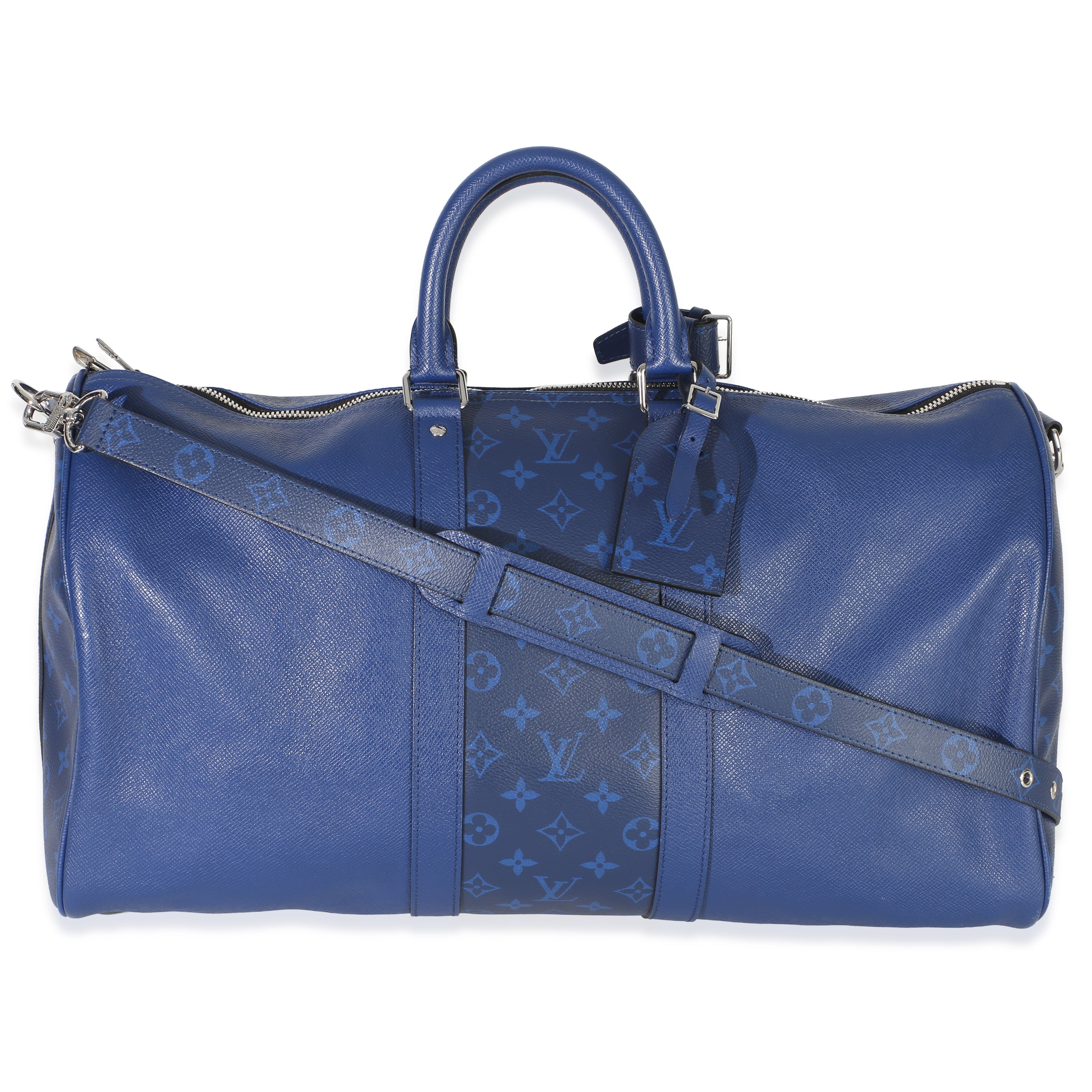 Louis Vuitton Blue Monogram Eclipse Taiga Keepall Bandouliere 45